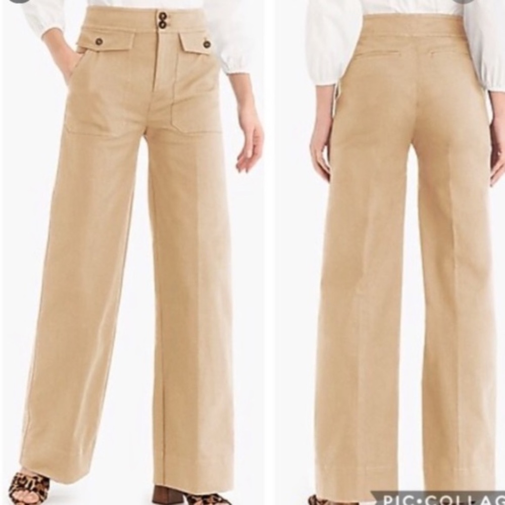 NWT J. Crew Officer Patch Pocket Wide Leg Pants 12